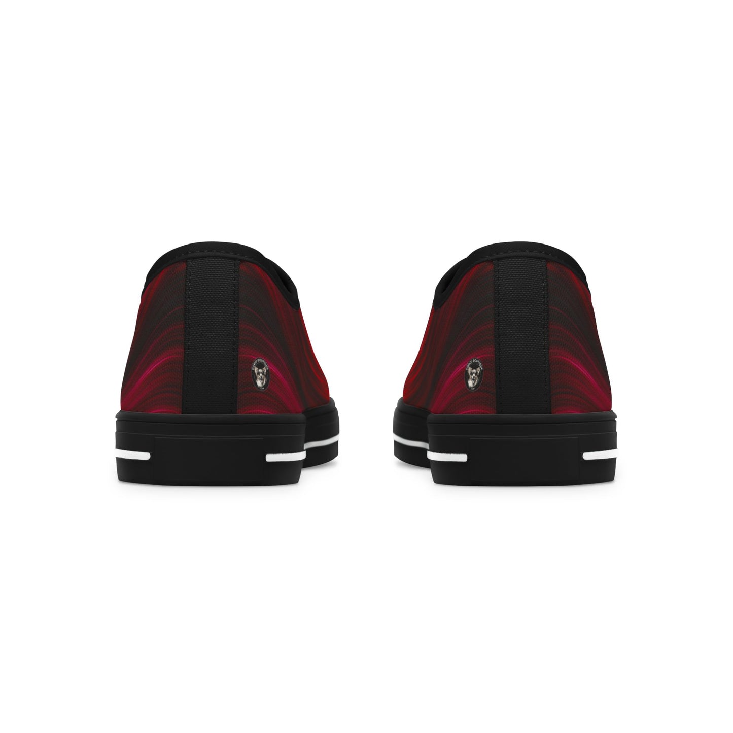 Baby Corgi Women's Black Casual Low Top Canvas Sneakers With a Swirling Red Galaxy. May the Corgi Be With You!