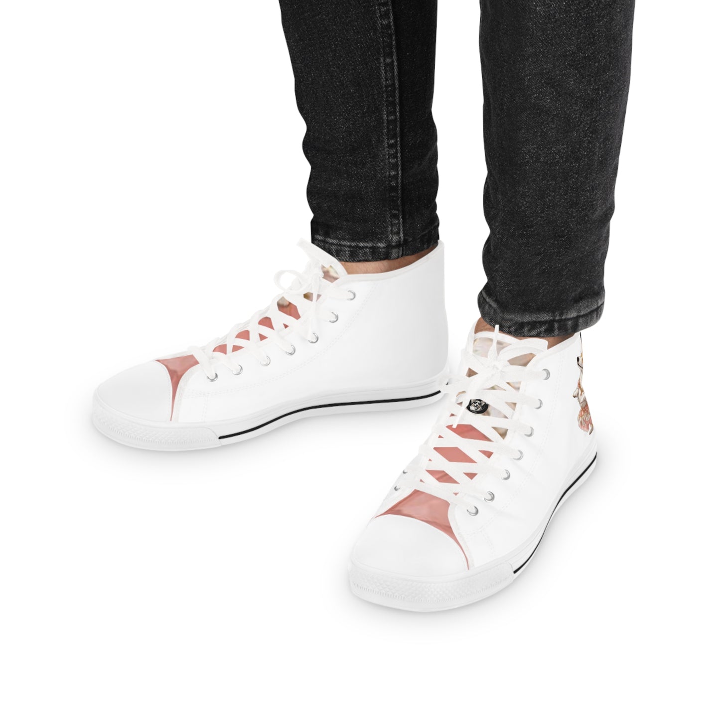 Princess Corgi Men's High Top Casual White & Rose  Sneakers