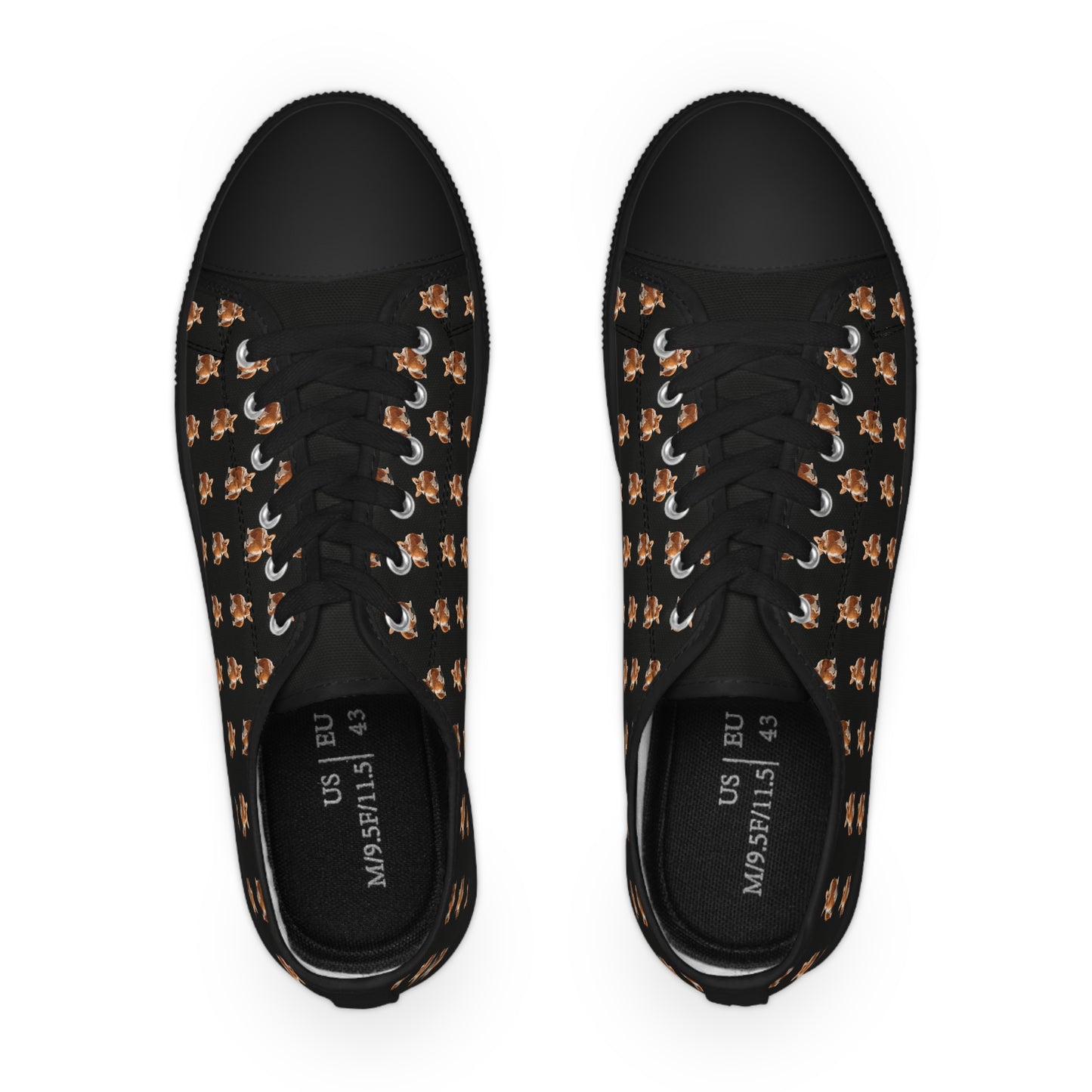 Corgi Contempt Mosaic Pattern Men’s Low Top Casual Black Canvas Sneakers