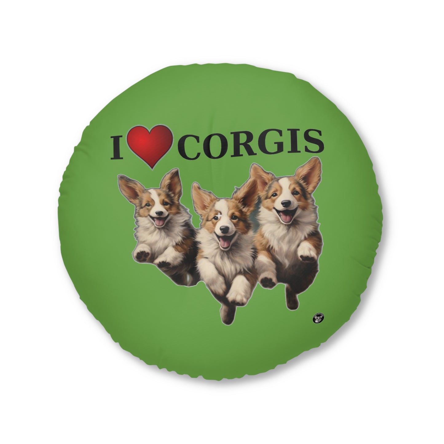 I Heart Corgis in Green - Floor Pillow