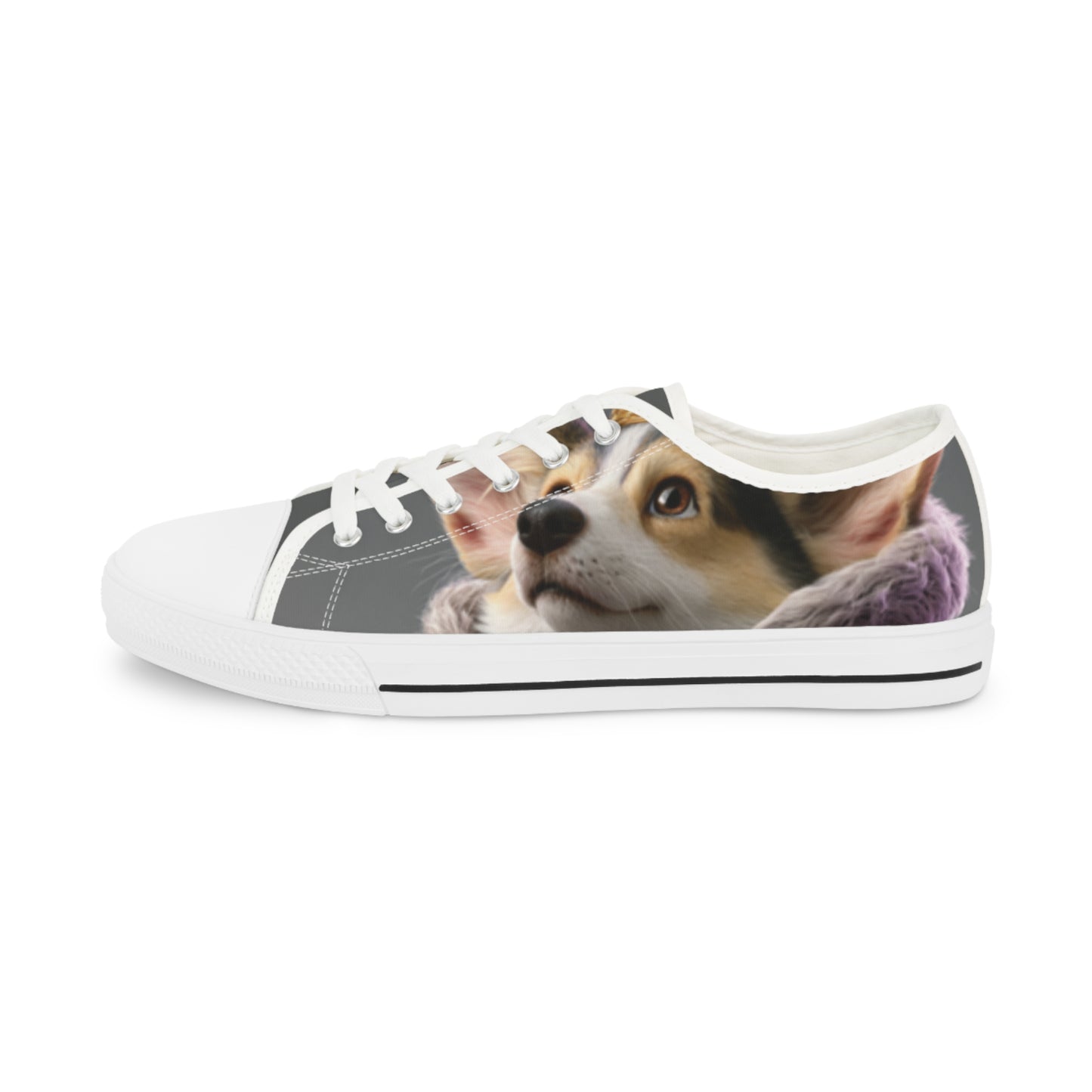 King Pup Cute Corgi Face Men's Low Top Casual Canvas Sneakers