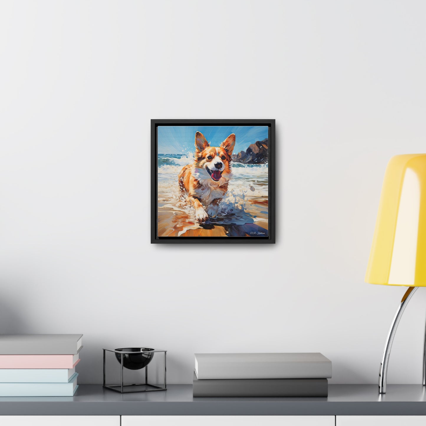 Coastal Corgi - Framed on Canvas