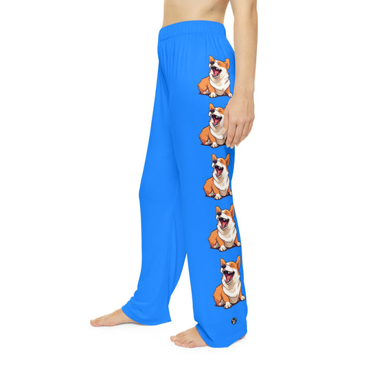 Comical Corgi All Smiles Women's Blue Lounge Pants