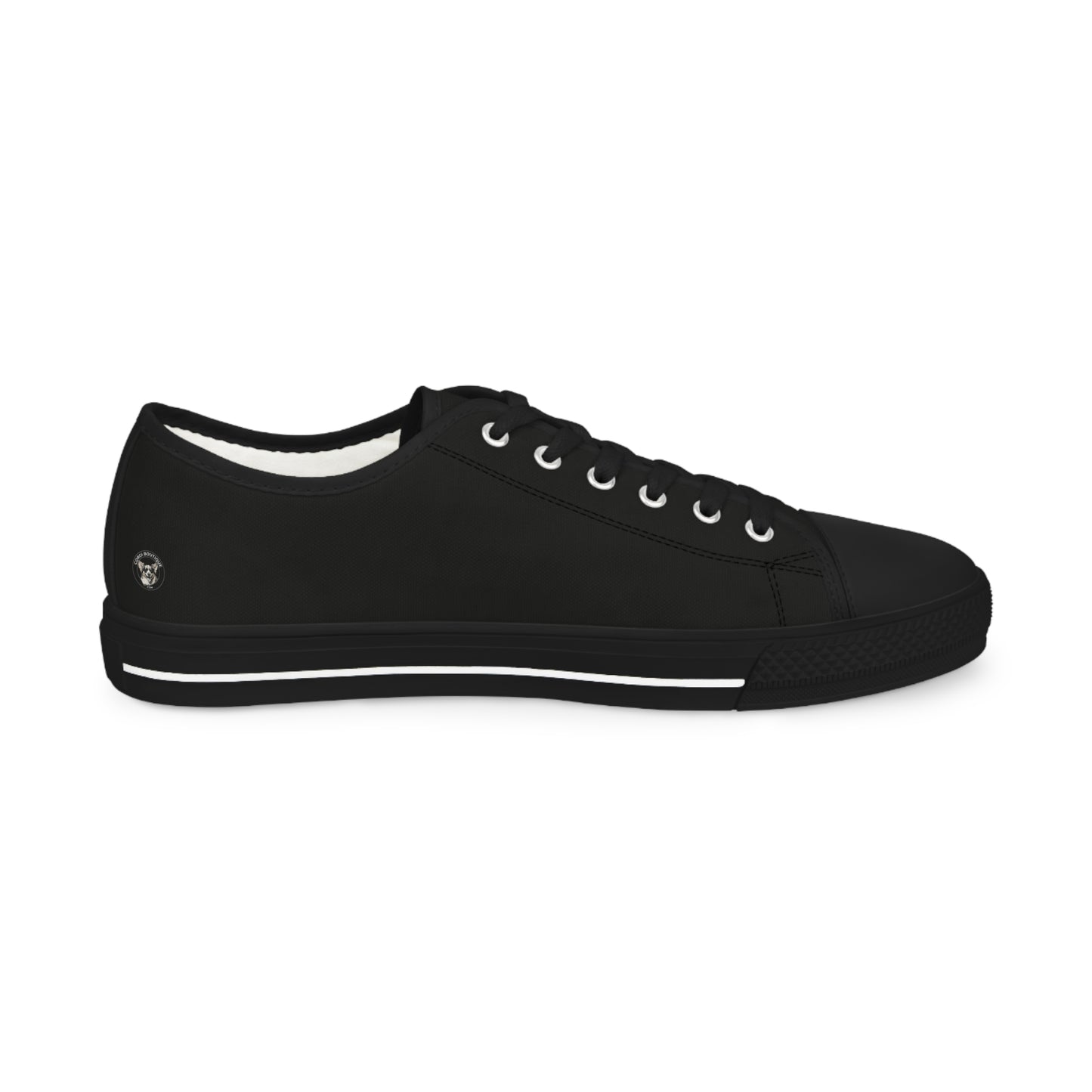 Little Light Knight Corgi Warrior in Training Men's Low Top Black Canvas Sneakers