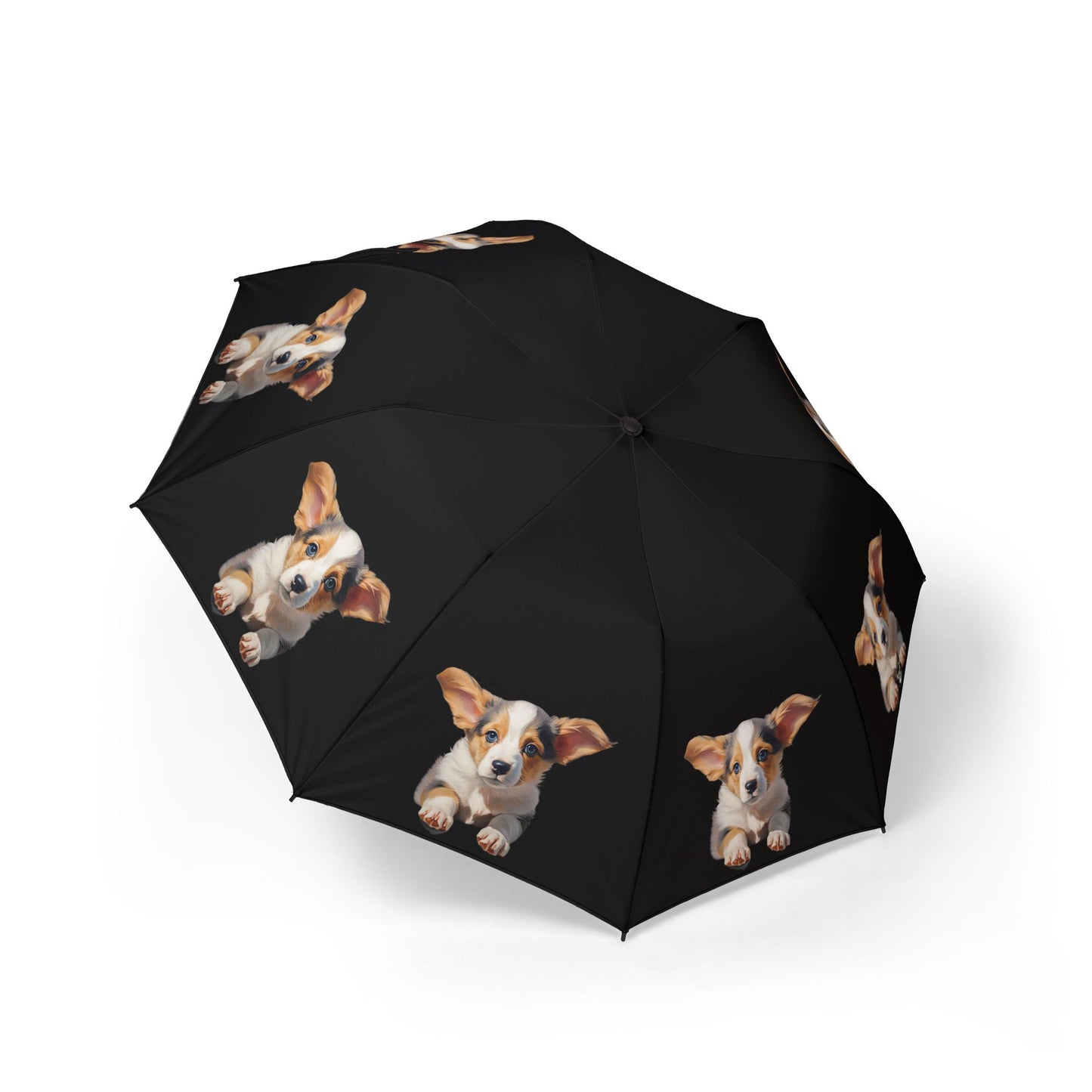 Puppy Dog Eyes Corgi Foldable Umbrella — Cute Dog Print Compact Rain Shield
