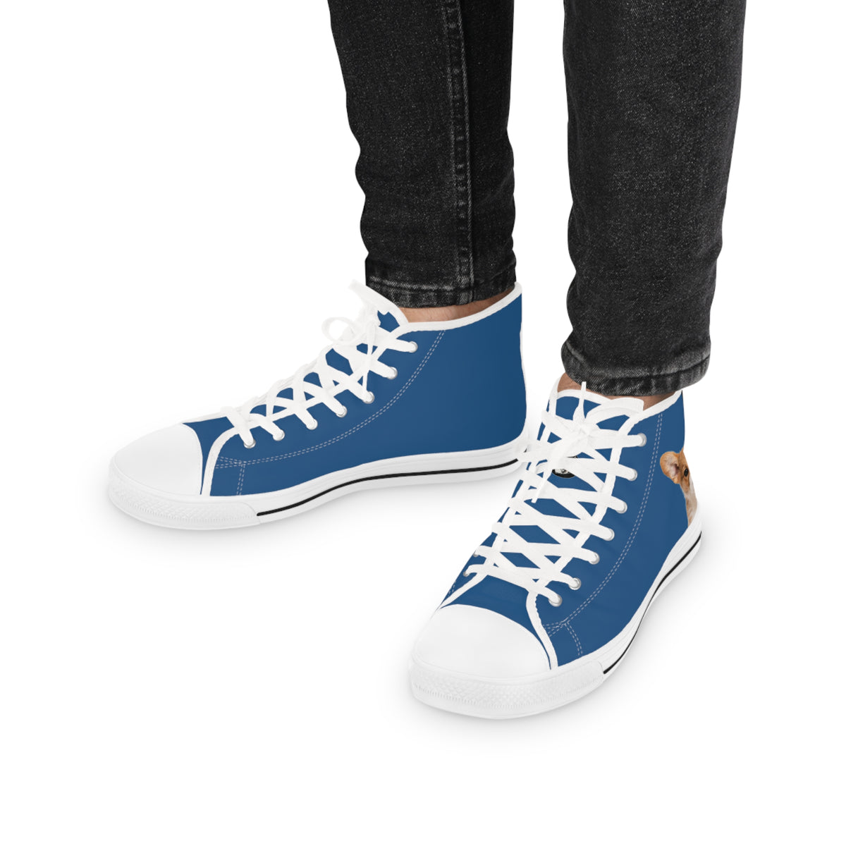 Ethereal Gaze Men's High-Top Sneakers - Corgi Kisser on Daytona Dusk Canvas