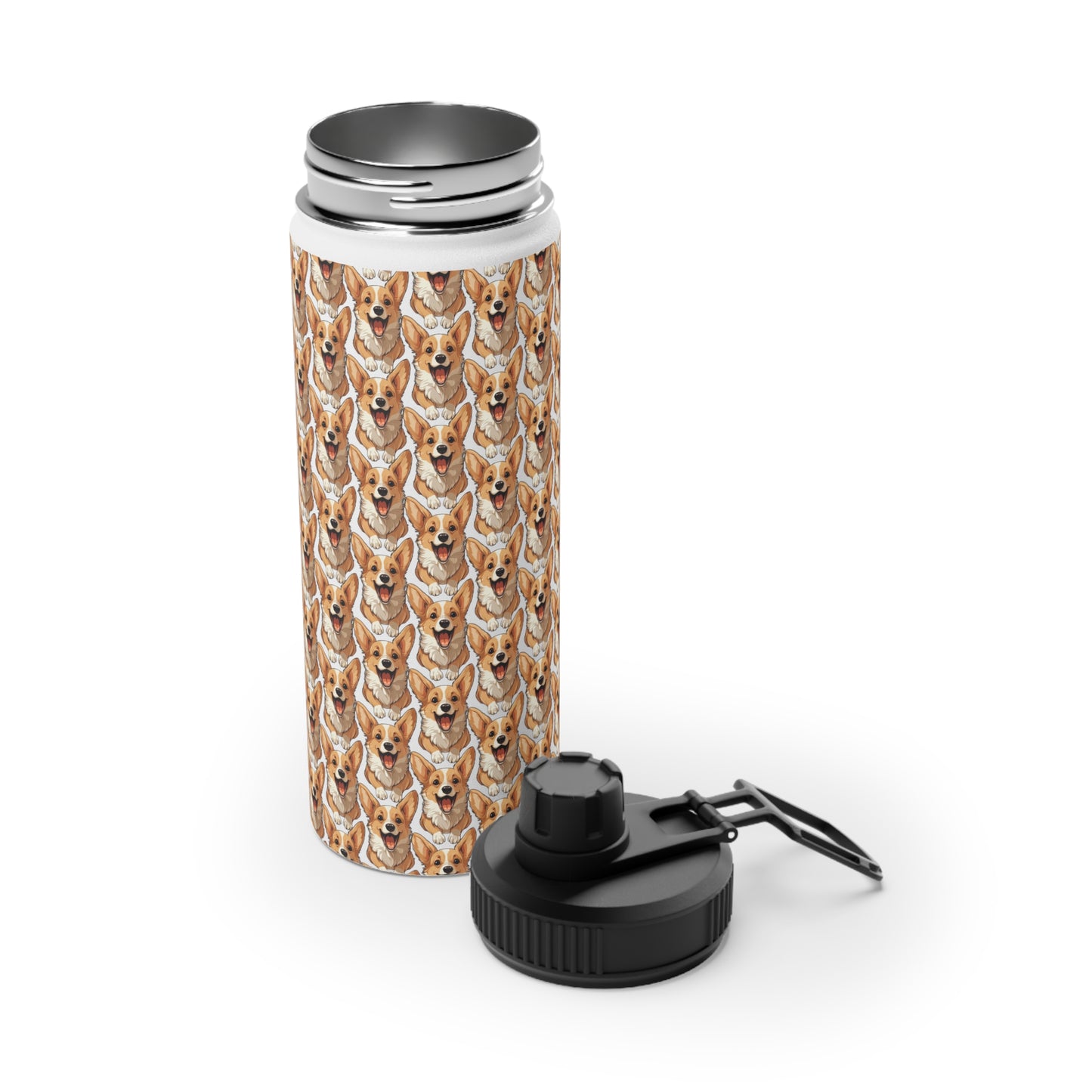 Corgi Cuteness Mosaic - Water Bottle with Sport Lid