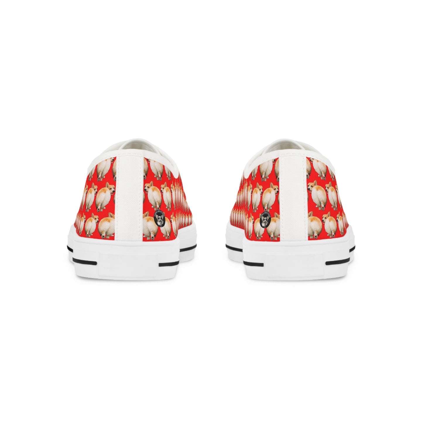 Baby Got Back Featuring a Super-Cute Corgi Butt Wiggle Patterned Casual Red Canvas Men's Low Top Sneakers
