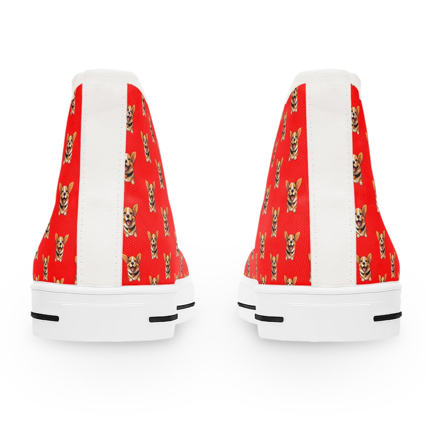 Puppy Love Smiling Corgi Mosaic Women's High Top Casual Red Canvas Sneakers
