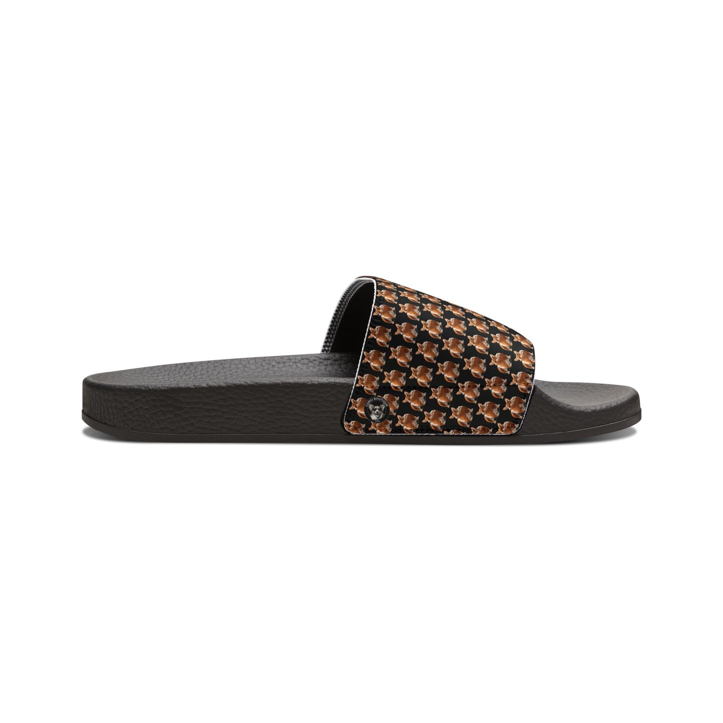 Corgi Contempt Mosaic Pattern Men's Black Slide Sandals - Casual Pool & Beach Slides