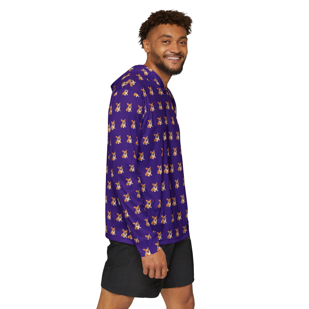 Jolly Jiggling Animated Corgi - Purple Light Hoodie