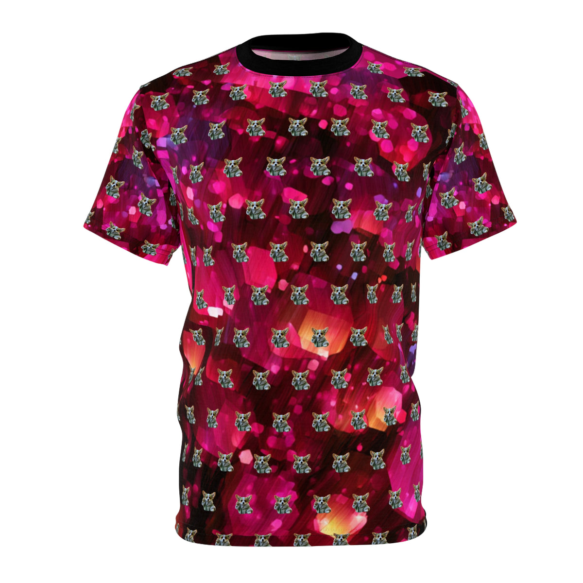 Baby Corgi Star Warrior Unisex Bold Fashion Tee — Galaxy Glitter Graphic Shirt (Part of the Star Fighter Collection)