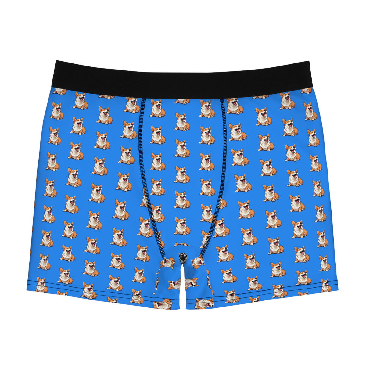 Comical Corgi All Smiles Repeater Pattern Blue Boxer Briefs!