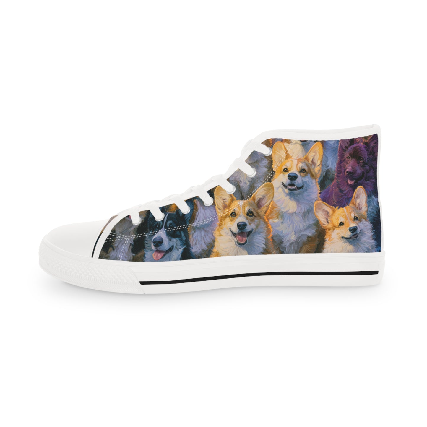 Pearly Gates the Corgis Await Men's High Top Casual Canvas Sneakers