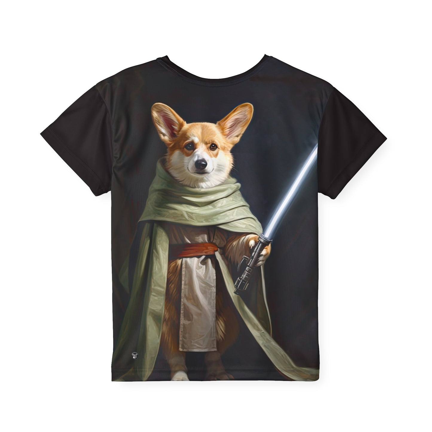 Jedi Corgi Kid's Sports Tee in Black