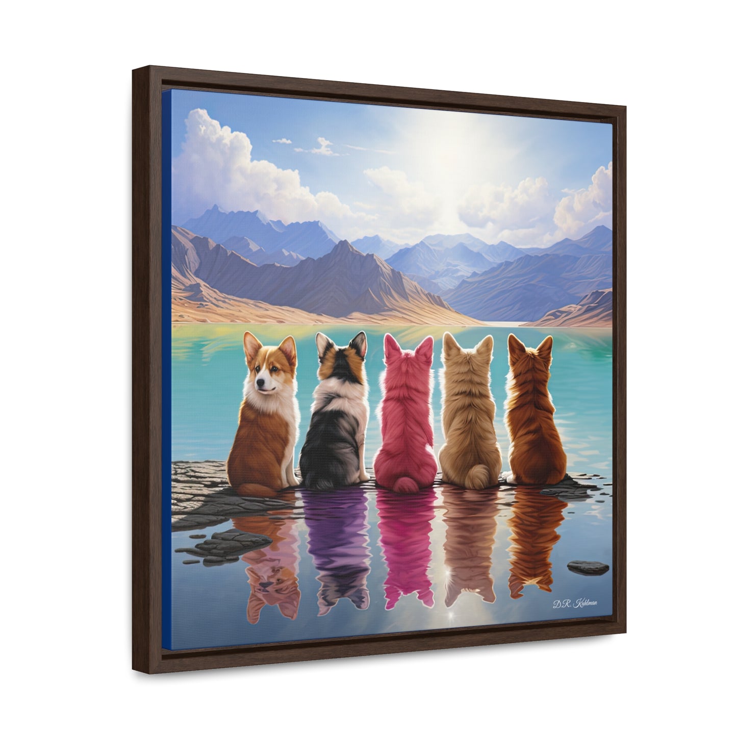 Corgi Lake - Framed on Canvas