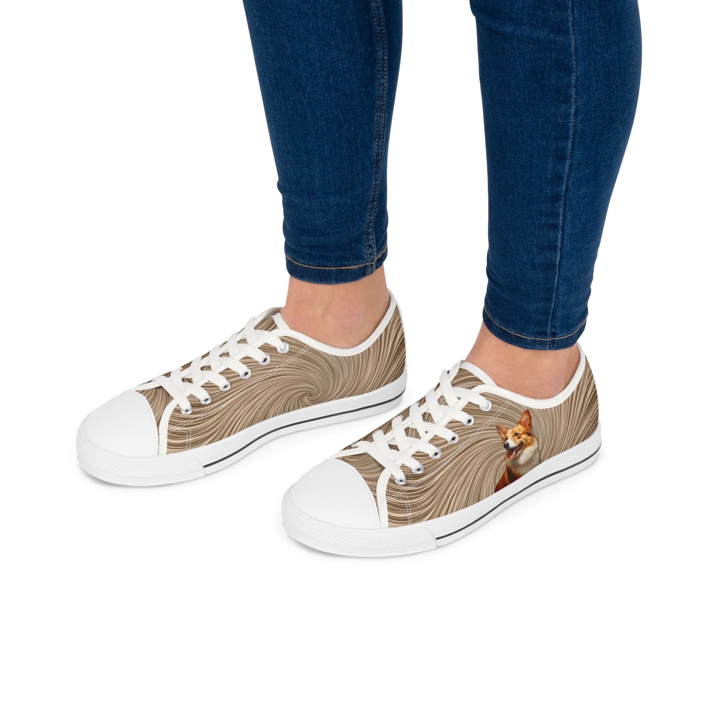 Pembroke Portrait Swirling Tan Women's Low Top Casual Canvas Sneakers