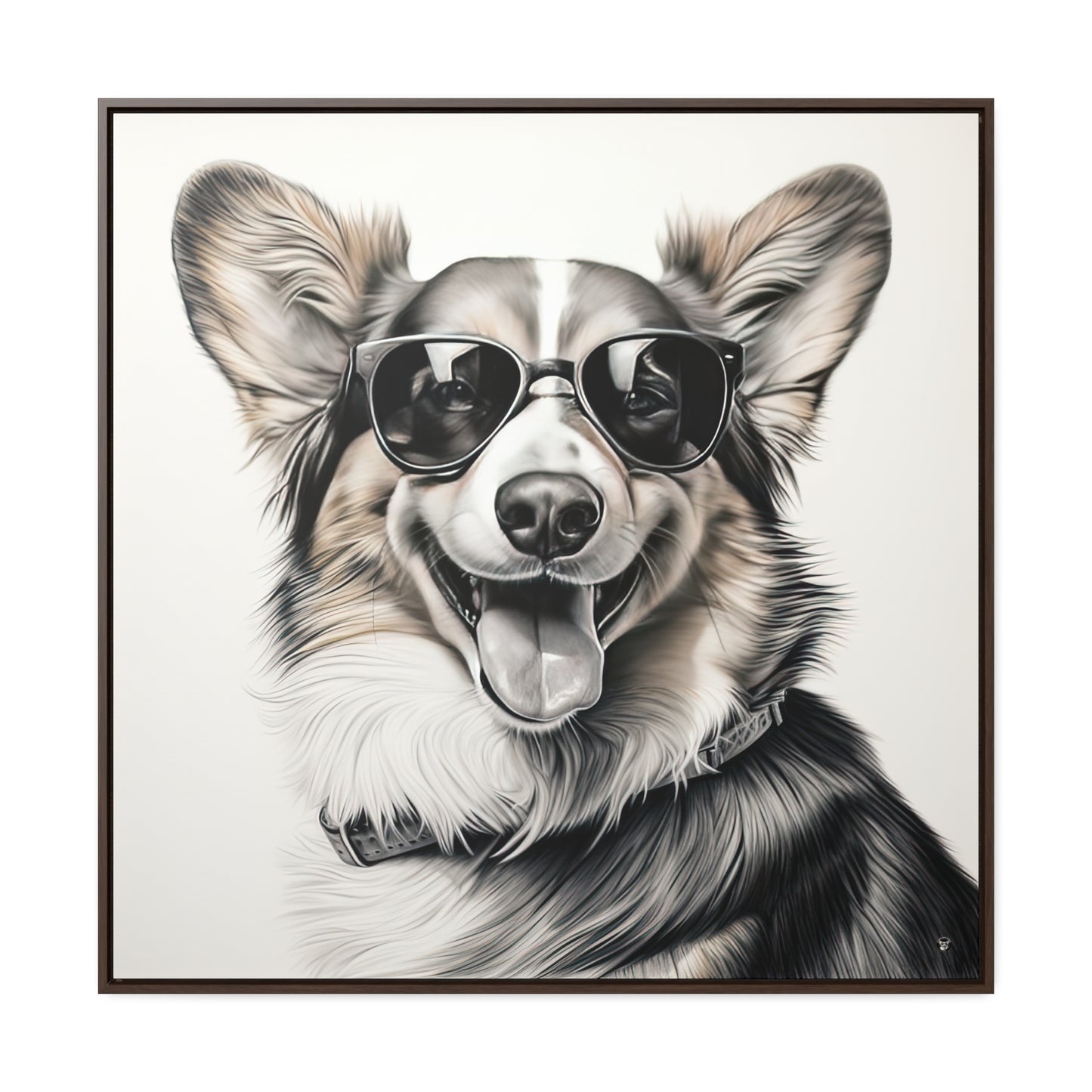Corgi Cool - Framed on Canvas