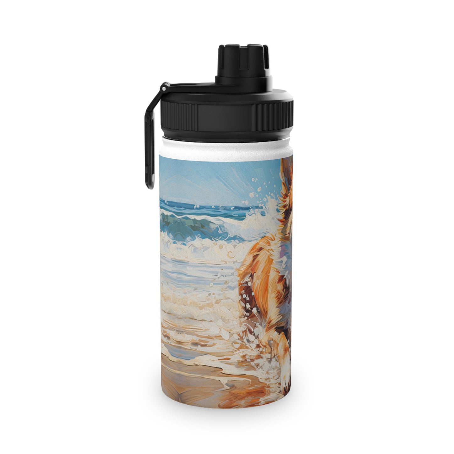 Coastal Corgi - Water Bottle with Sport Lid