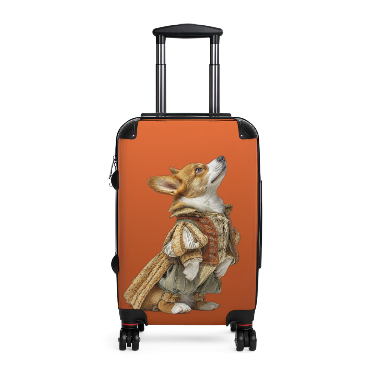 Prince Corgi Royal Travel Suitcases — Monarch Theme Burnt Orange Rolling Luggage