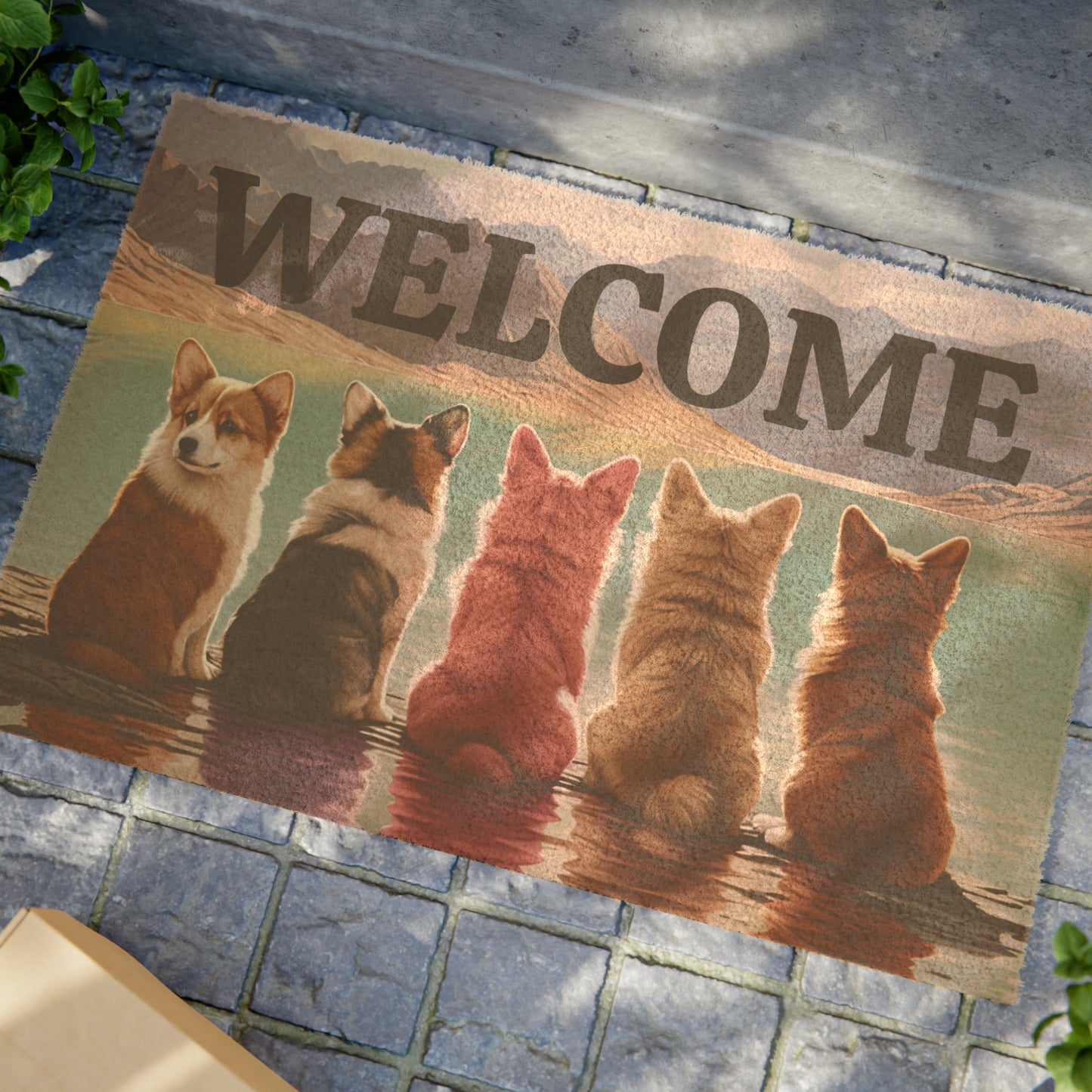 Welcome/Corgi Lake - Doormat