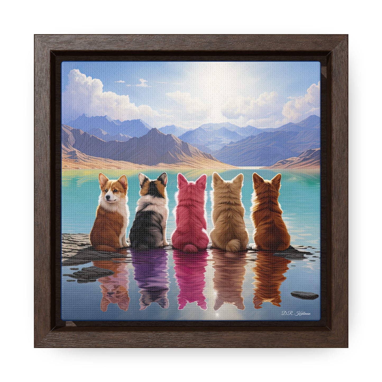 Corgi Lake - Framed on Canvas