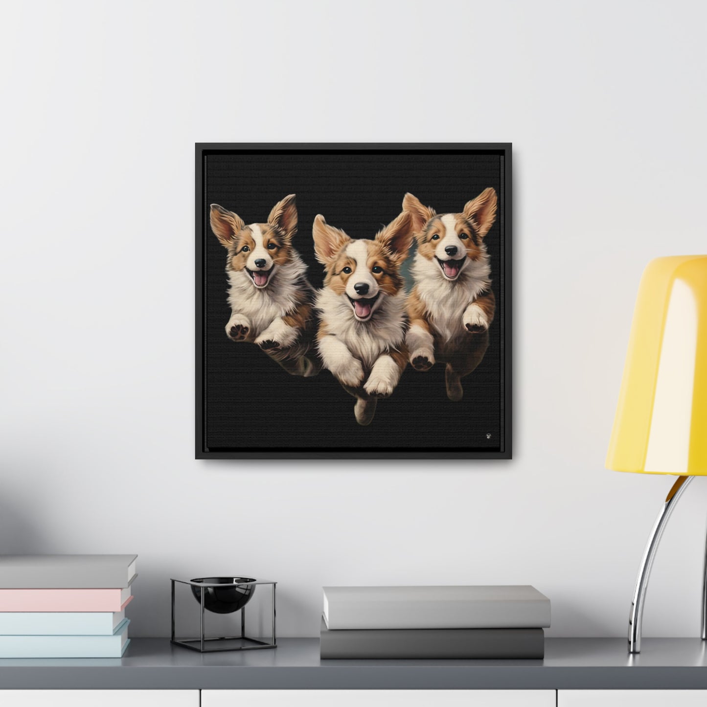 Corgi Enthusiasm - Framed on Canvas