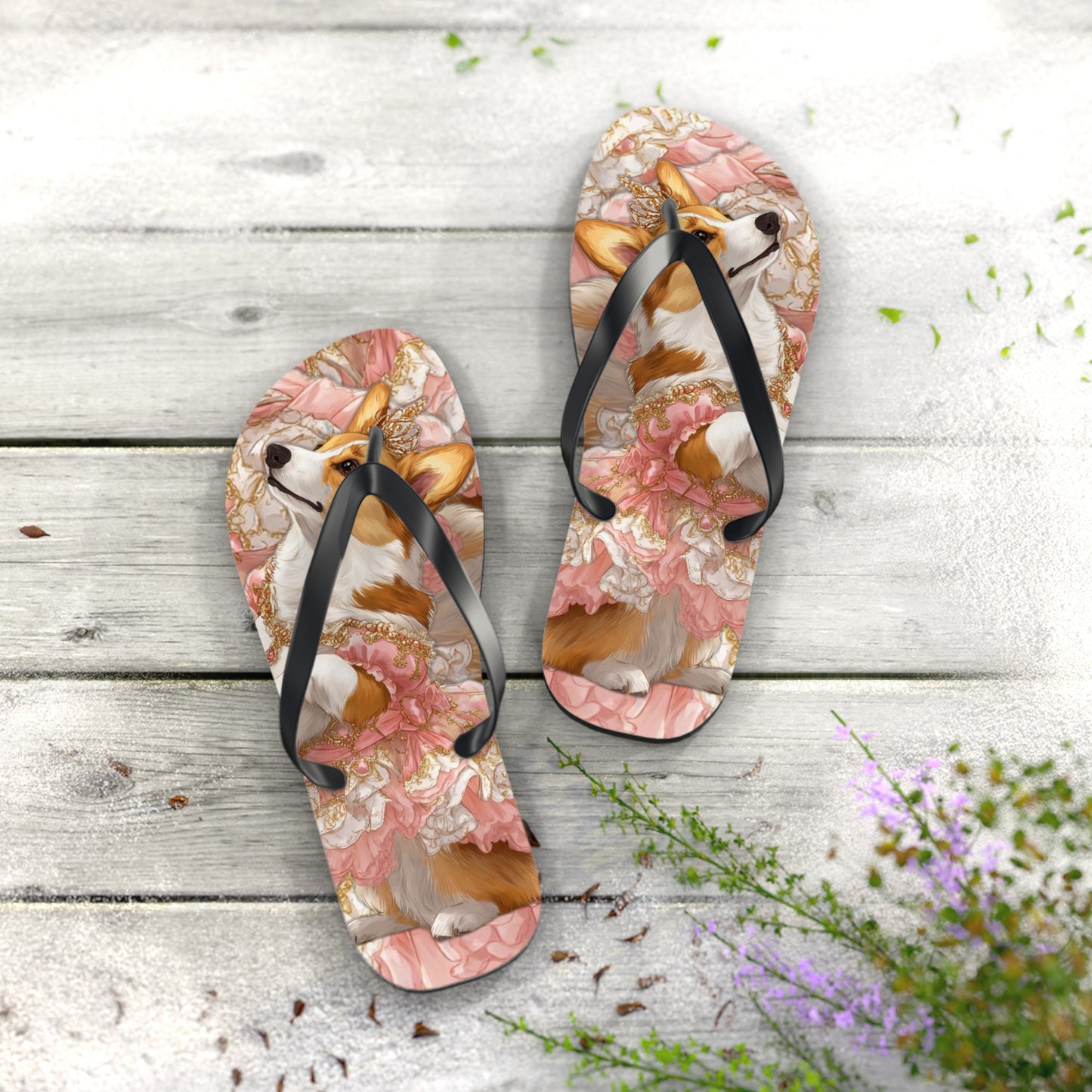 Princess Corgi Flip-Flops
