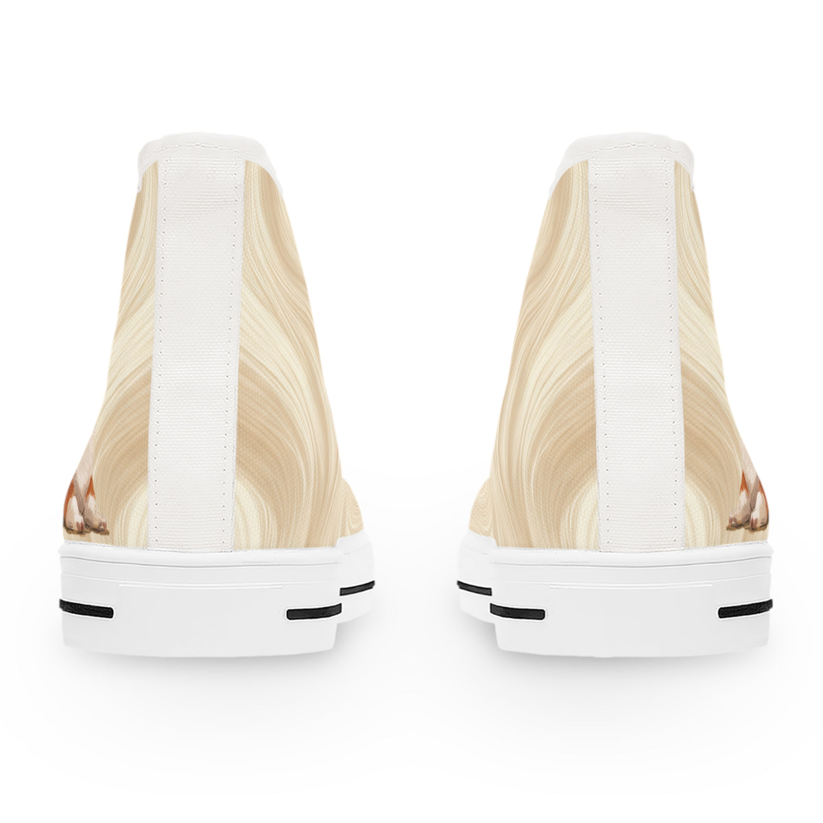 Giddy Sploot Women's High Top Casual Creamy Champagne Corgi Canvas Sneakers