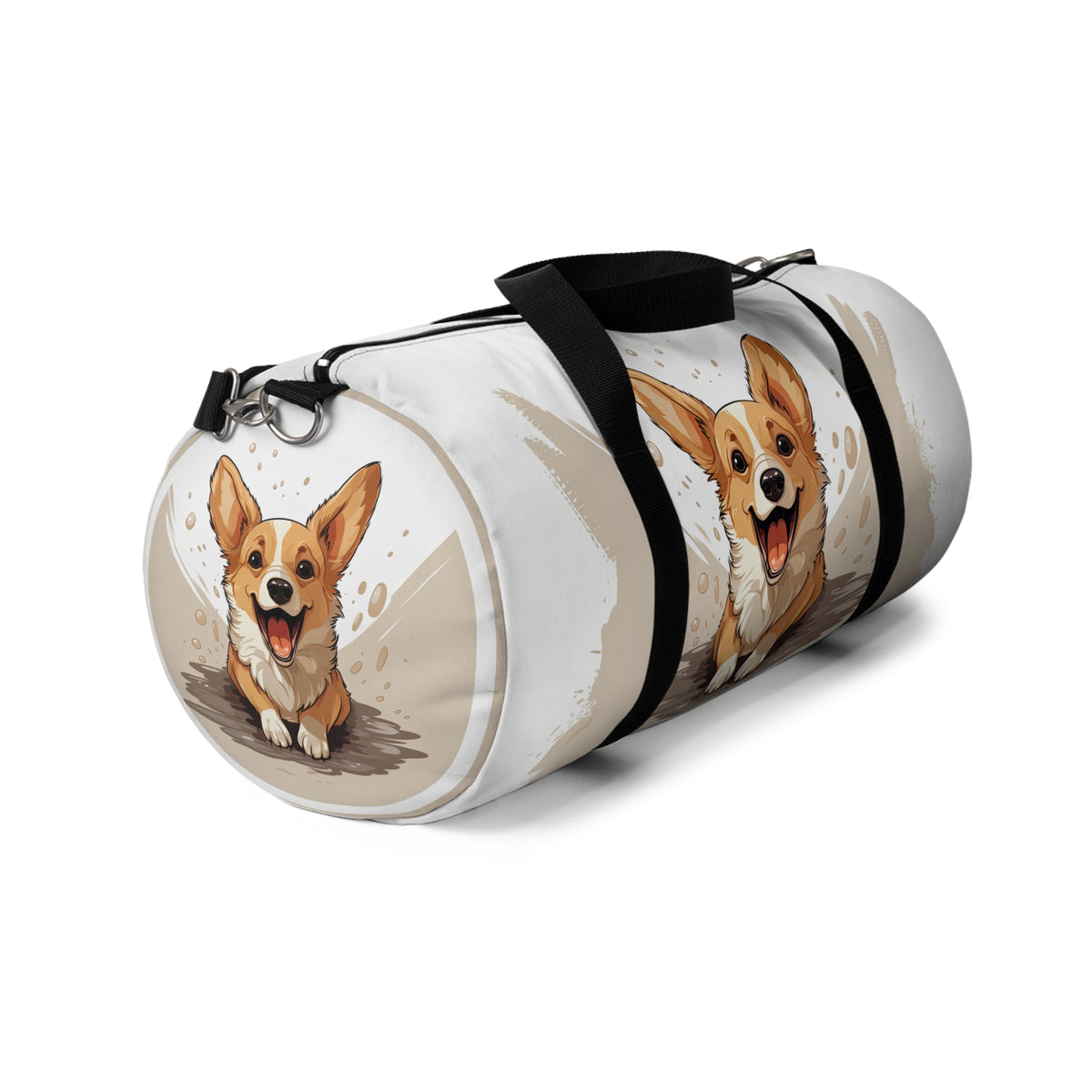 Corgi Cuteness Anime Duffel Bag - Fun Tan & White Corgi Travel Gym Bag