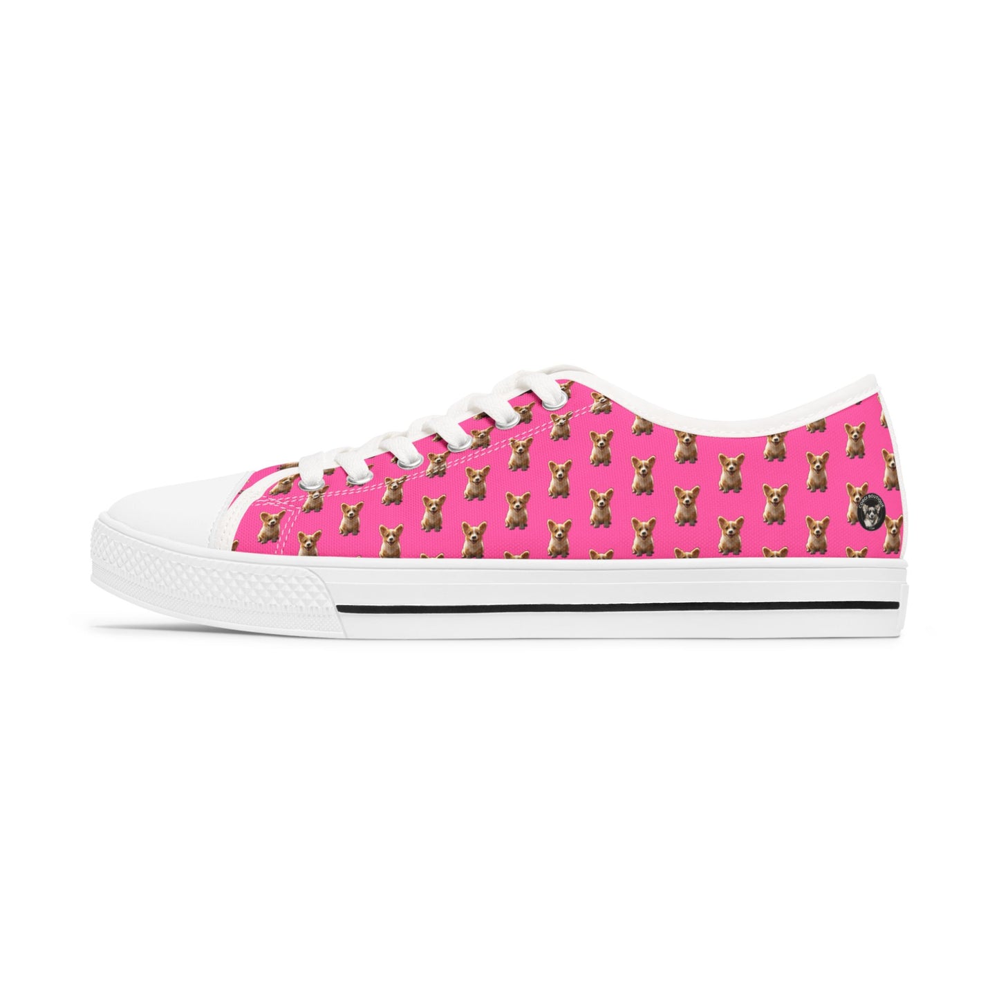 Sweetness Hot Pink Women's Low Top Casual Canvas Sneakers — Corgi Mosaic Pattern