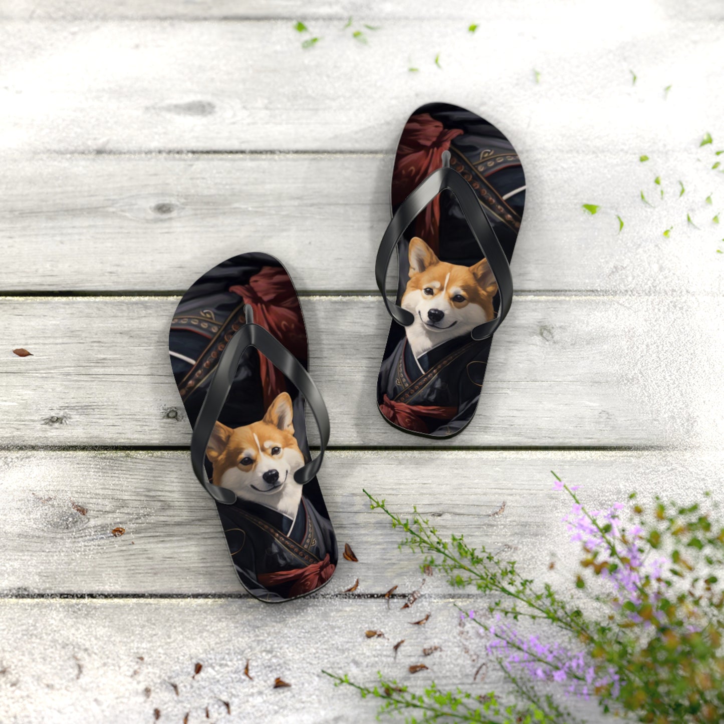 Ninja Corgi Flip-Flops