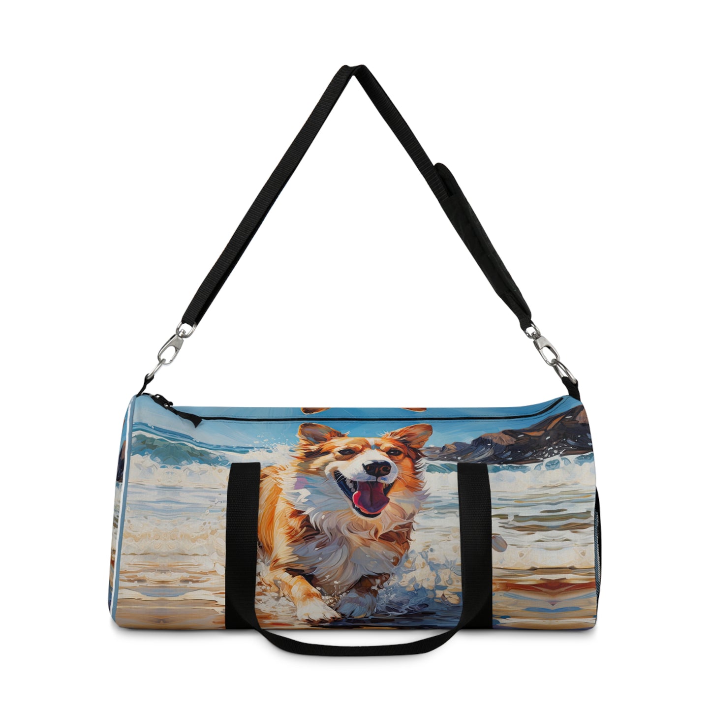 Coastal Corgi Duffel Bag - Fun Beach Themed Corgi Travel Gym Bag