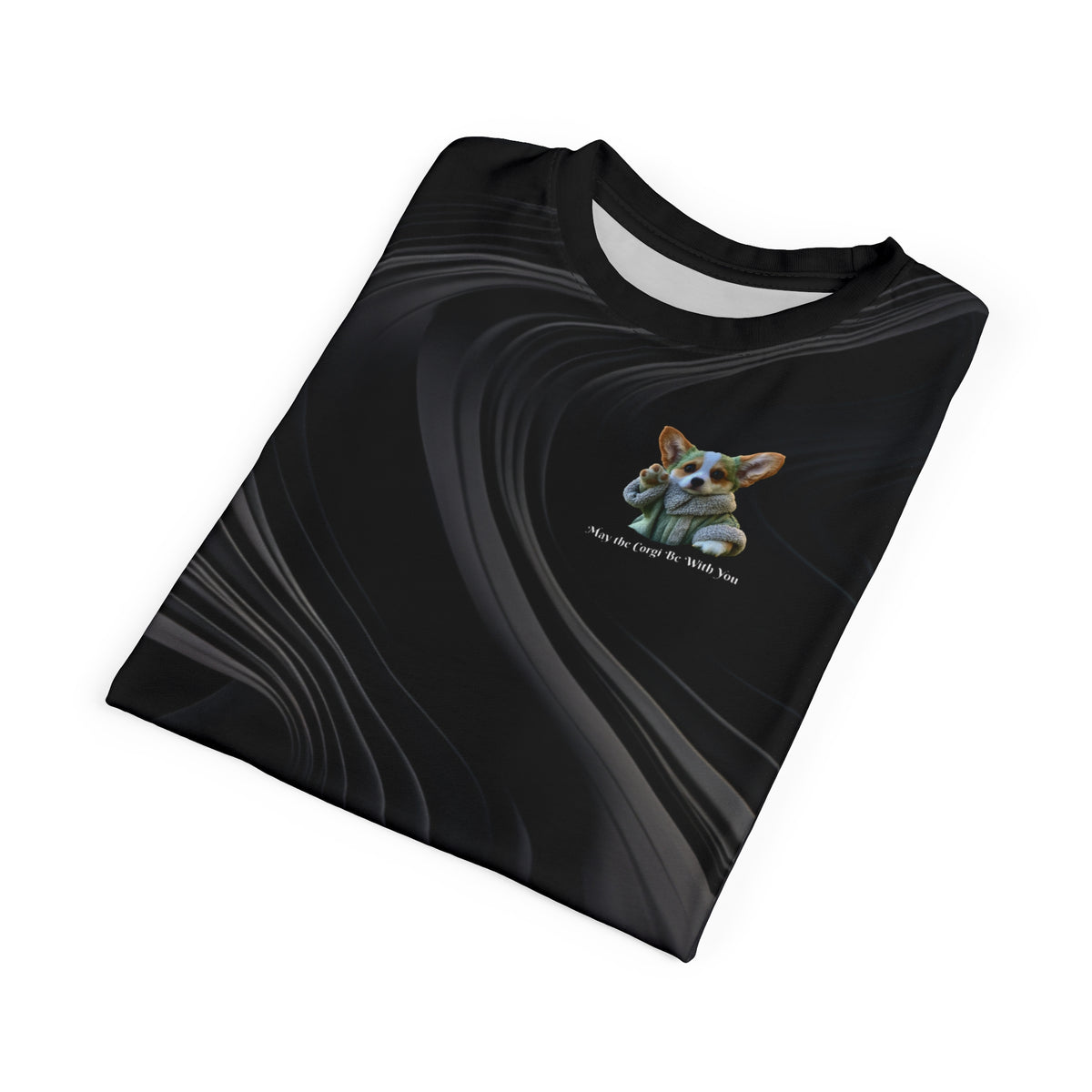 May the Corgi Be With You Unisex Bold Designer Tee - Dark Matter Vortex Graphic (Part of the Astral Warrior Collection)