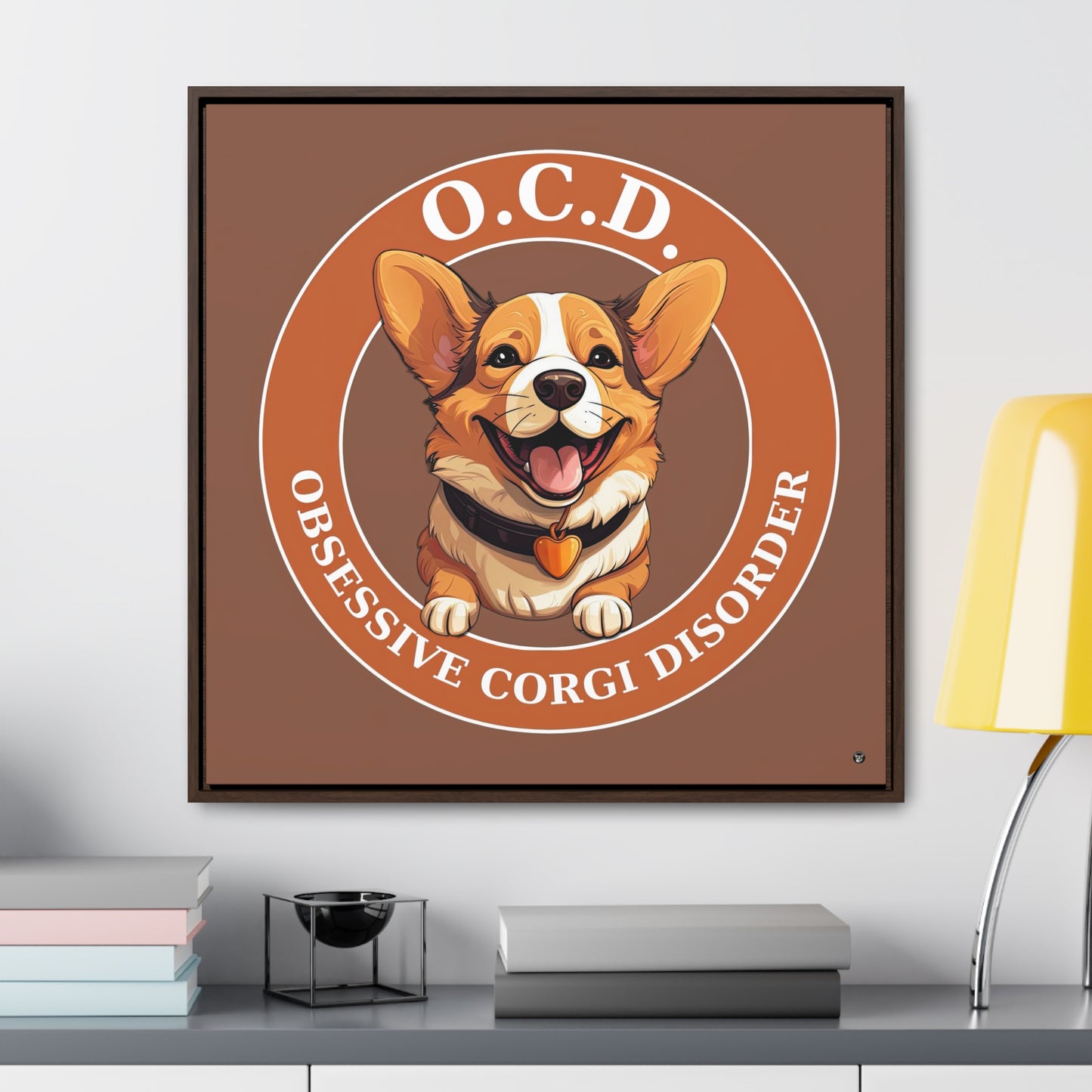 O.C.D. Obsessive Corgi Disorder - Framed on Canvas