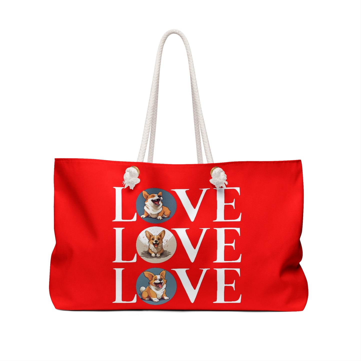 Corgi Love Weekender Beach Bag – Red Corgi Travel Tote