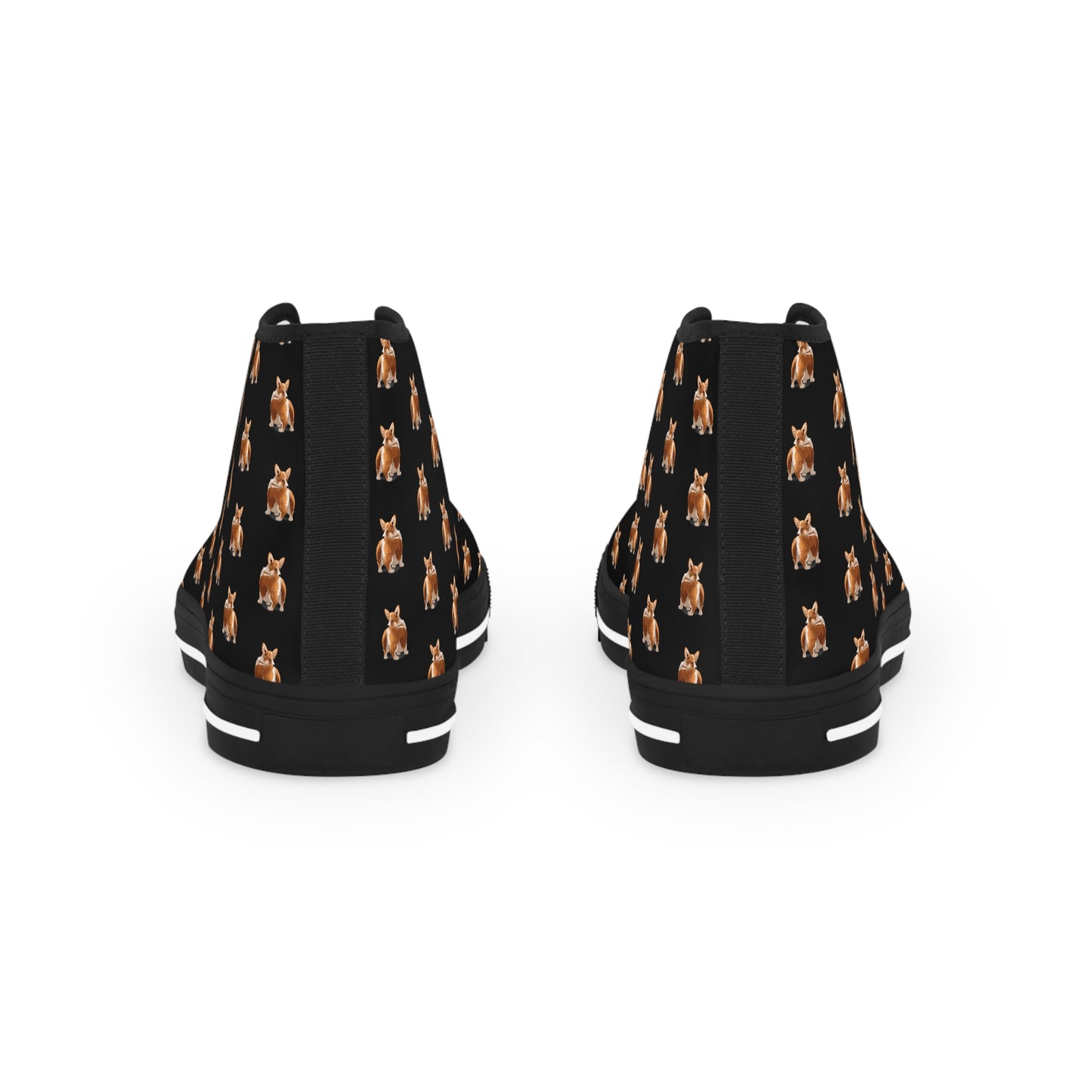 Corgi Contempt Mosaic Pattern Men's High Top Casual Black Canvas Sneakers