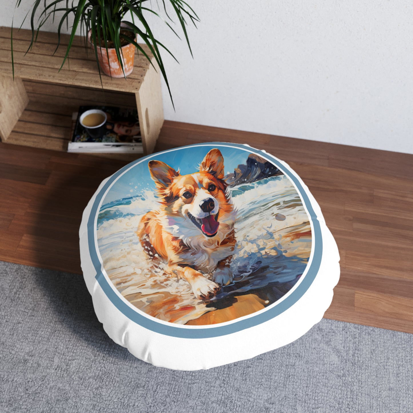 Coastal Corgi - Floor Pillow