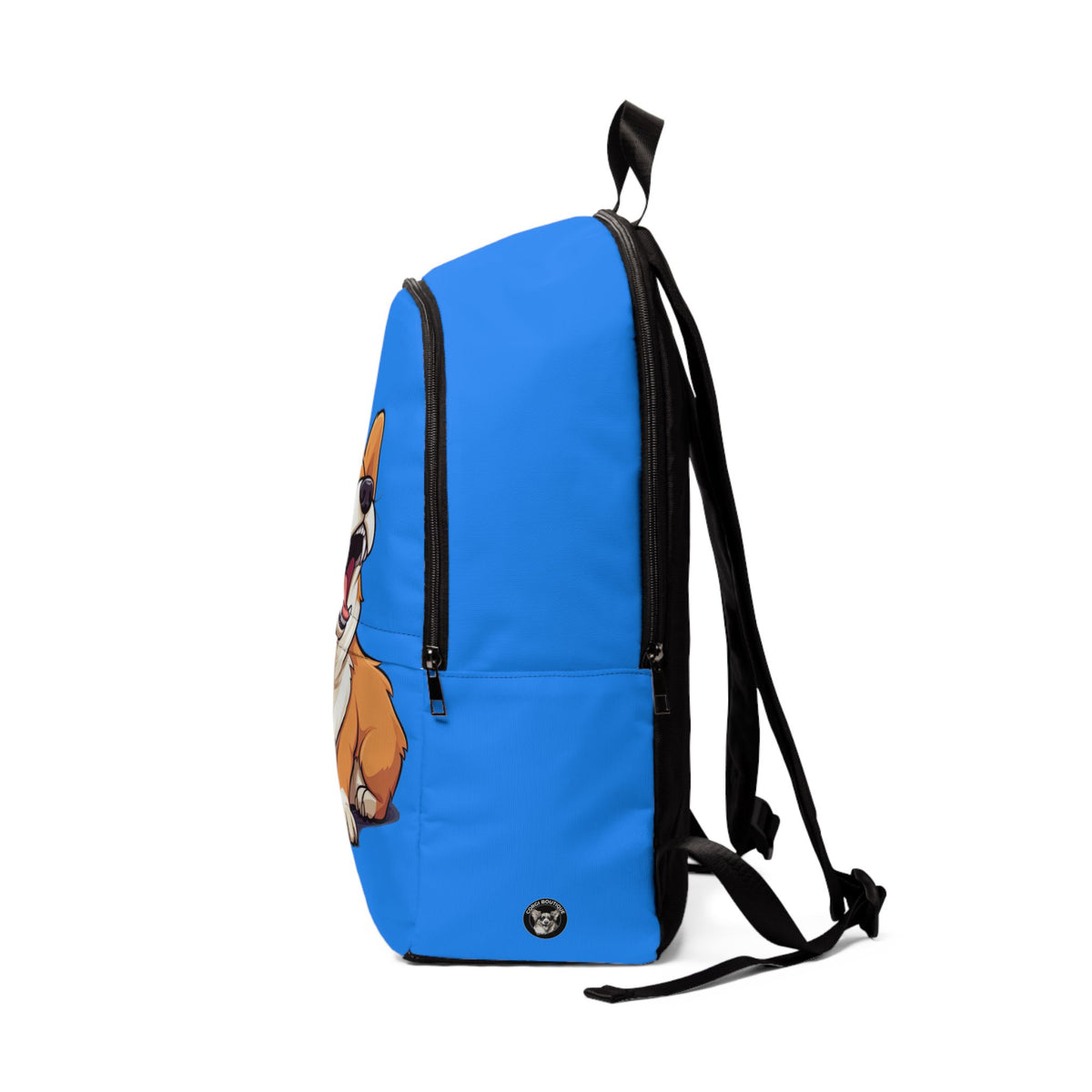 Comical Corgi All Smiles Backpack — Funny Blue Corgi Rucksack
