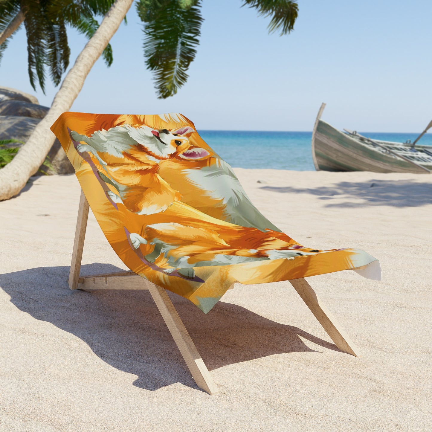 Classic Queen's Corgi Beach Towel – Pembroke Welsh Corgi Artistic Painting