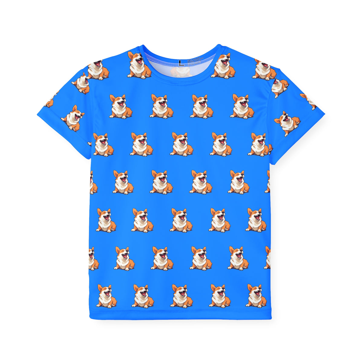 Comical Corgi All Smiles Kid's Blue Sports Tee