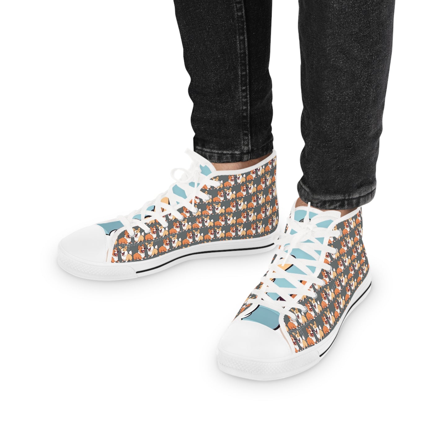 Corgi Couple Mosaic - Men's High Top Sneakers