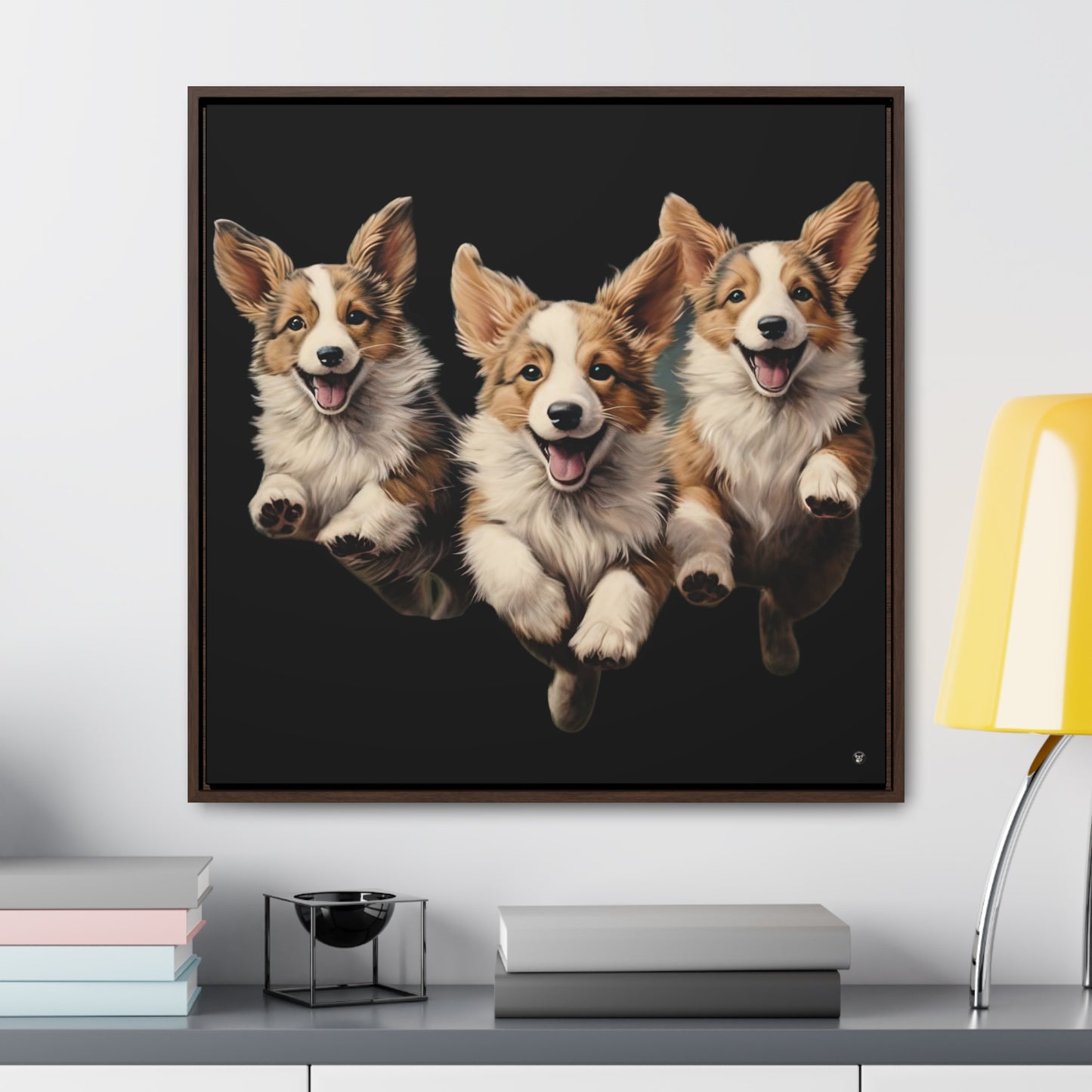 Corgi Enthusiasm - Framed on Canvas