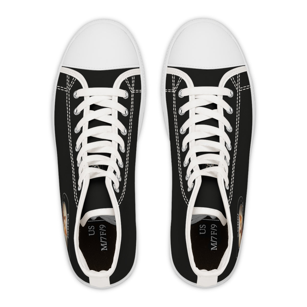 Corgi Aficionado Women's High Top Casual Black Canvas Sneakers with a Classic Corgi Portrait