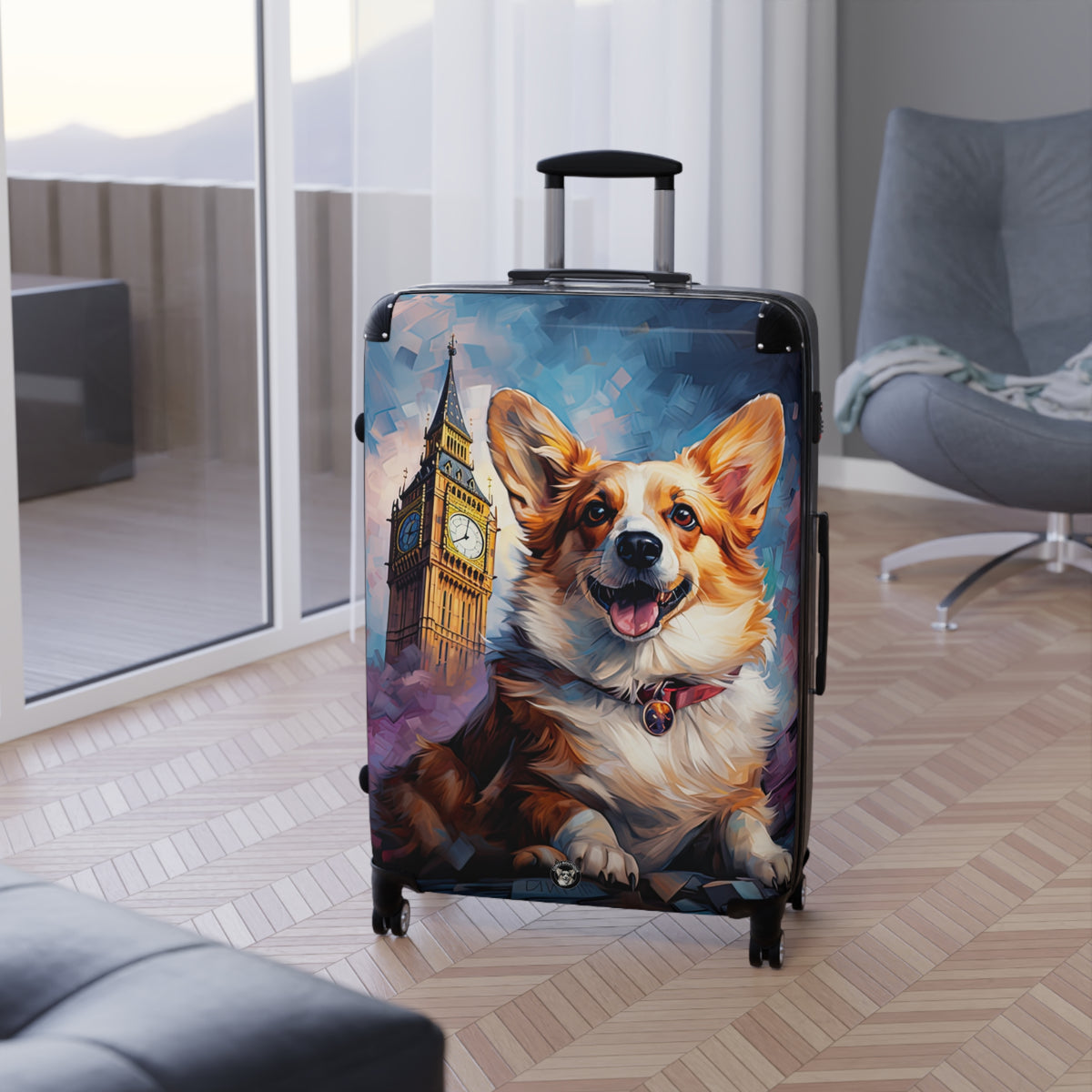Corgi & Big Ben in London Travel Suitcases – British Theme Rolling Luggage