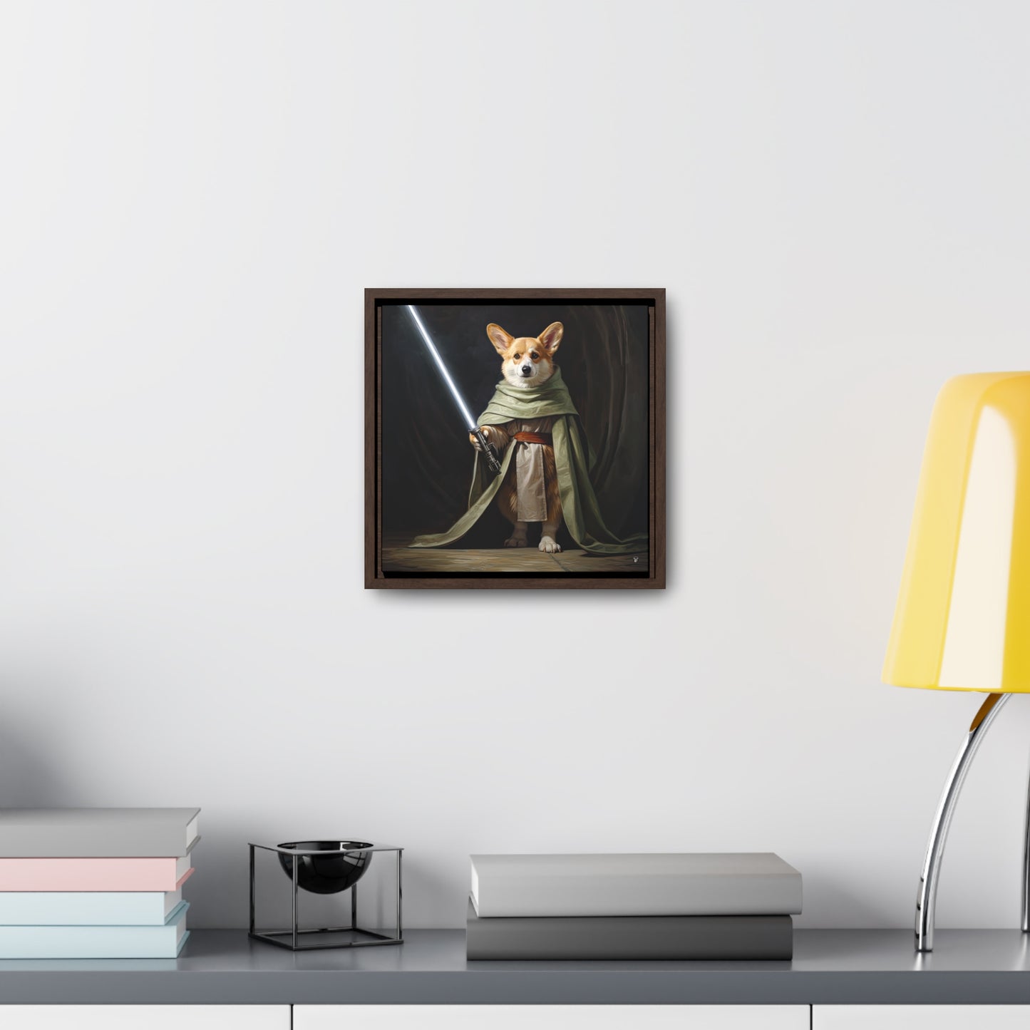 Jedi Corgi - Framed on Canvas