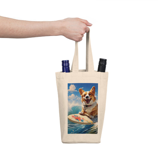 Cowabunga Corgi - Double Wine Bottle Tote Bag