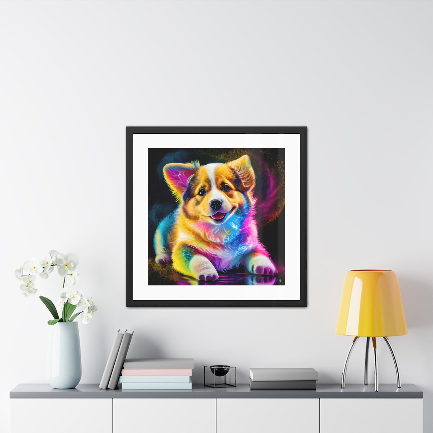 Colorful Corgi Framed Print