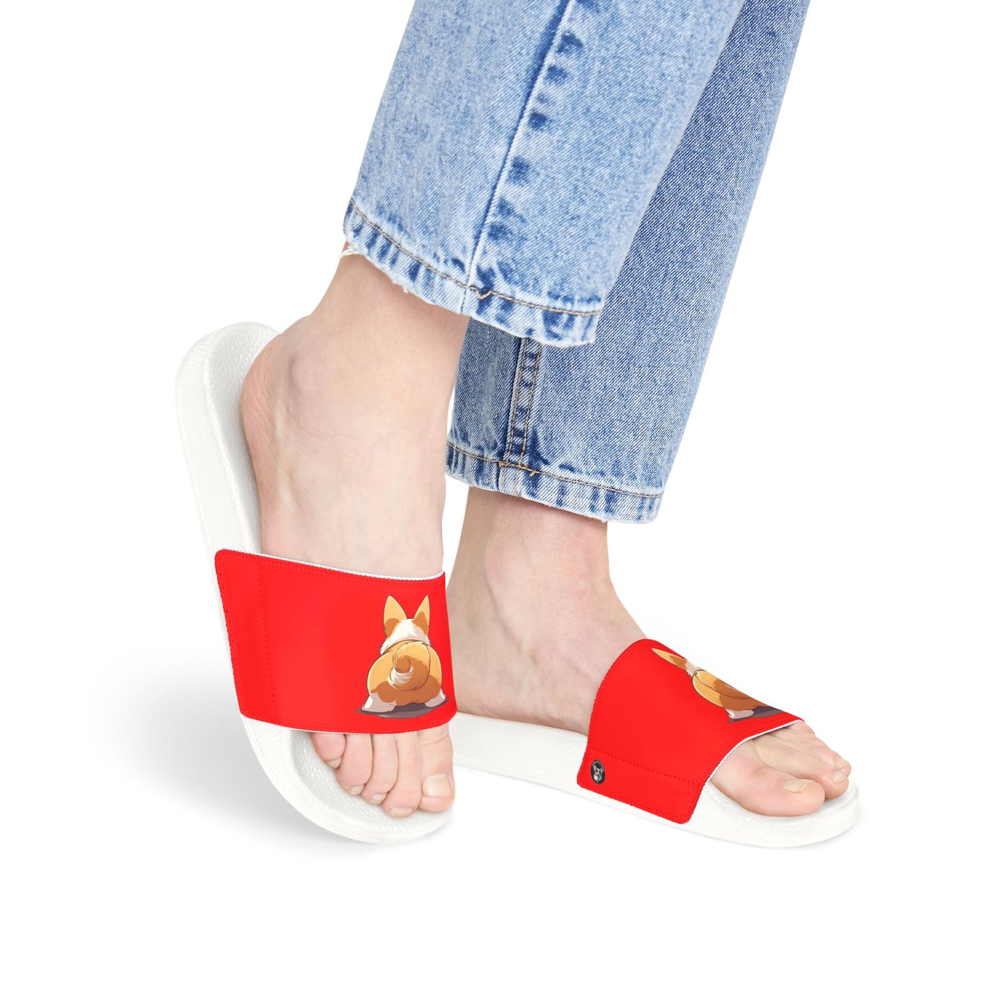 Booty Call Corgi Pop Art Women's Slide Sandals - Casual Pool & Beach Slides