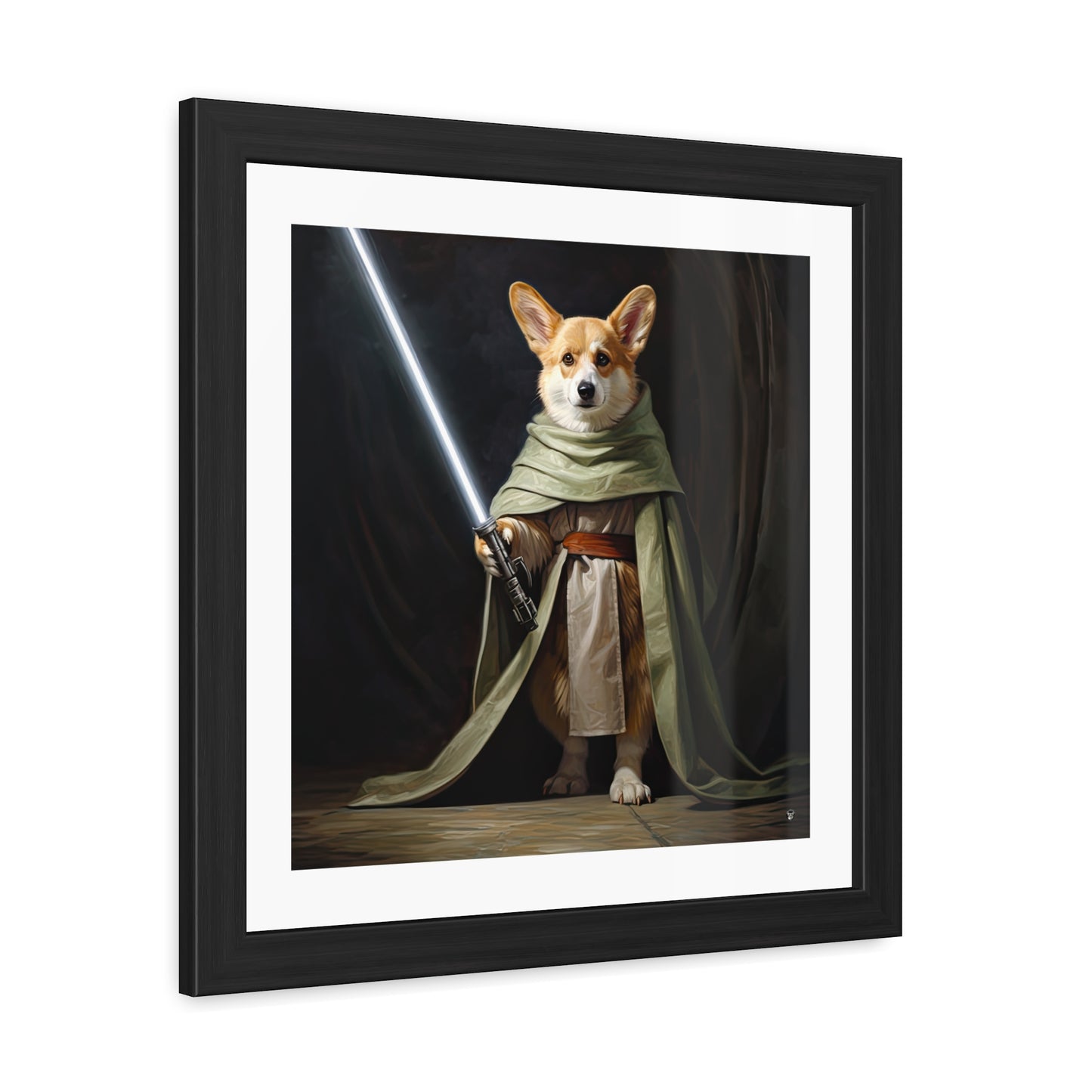 Impression Encadrée Corgi Jedi
